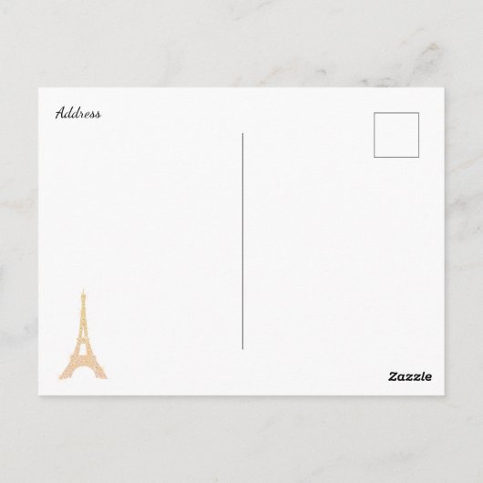 Gold Rhinestones Eiffel Tower Postkarte (Rückseite)