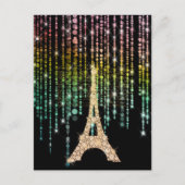 Gold Rhinestones Eiffel Tower Postkarte (Vorderseite)