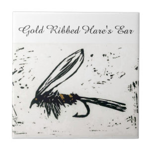 "Gold Ribbed Hare's Oar" nasse Fliege Fliesen. Fliese