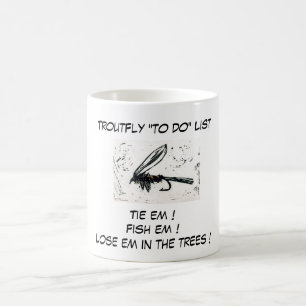 "Gold Ribbed Hare's Ohrforellenfliege "To Do List" Kaffeetasse