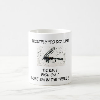 "Gold Ribbed Hare's Ohrforellenfliege "To Do List" Kaffeetasse