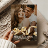 Gold Ribbon Bow Foto Weihnachten