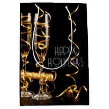 Gold Ribbon Champagner Frohe Feiertage