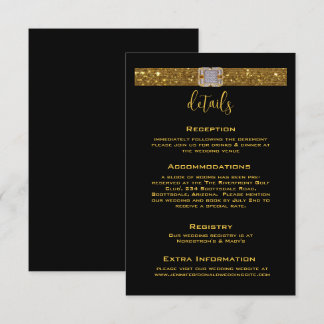 Gold Ribbon Diamond Brooch Wedding Begleitkarte