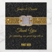 Gold Ribbon Diamond Brooch Wedding Weinetikett (Einzelnes Label)