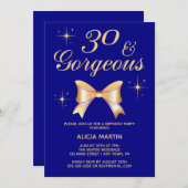 Gold Ribbon Girl 30 & wunderschöne Marine 30. Gebu Einladung (Vorne/Hinten)