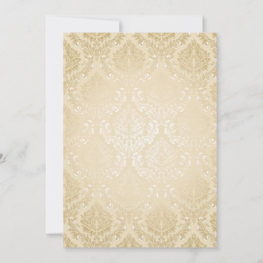 Gold Ribbon Gold Damask Hochzeitsempfang Einladung (Rückseite)