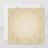 Gold Ribbon Gold Damask Hochzeitsempfang Einladung (Rückseite)