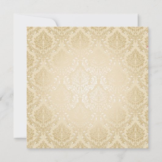 Gold Ribbon Gold Damask Hochzeitsempfang Einladung (Rückseite)