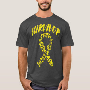 Gold Ribbon Hearts Survivor Kinderkrebs Aware T-Shirt