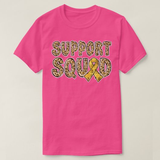 Gold Ribbon Leopard Print Support Squad Kindheit T-Shirt (Design vorne)