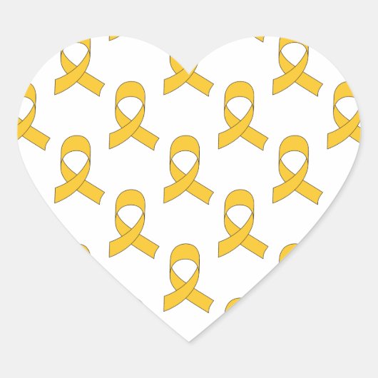 Gold Ribbon-Muster Herz-Aufkleber (Vorderseite)