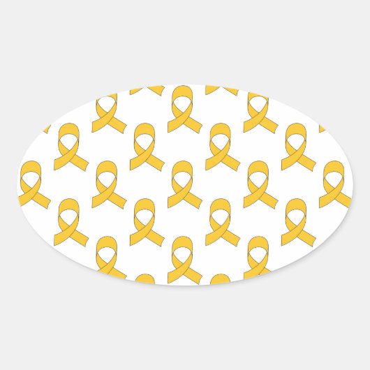 Gold Ribbon-Muster Ovaler Aufkleber (Vorderseite)