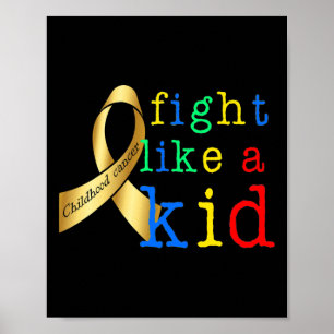 Gold Ribbon Retro Kampf wie Kinderkrebs Poster