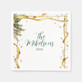 Gold Ribbon Rustikales Weihnachtsfest Party Serviette (Vorderseite)