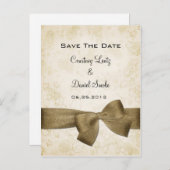 Gold Ribbon Save the Date Ankündigungspostkarte (Vorne/Hinten)