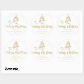Gold Ribbon Tree Frohe Weihnachtsschrift Runder Aufkleber (Blatt)