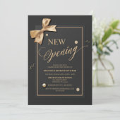 Gold Ribbon Typografy Restaurant New Opening Einladung (Stehend Vorderseite)
