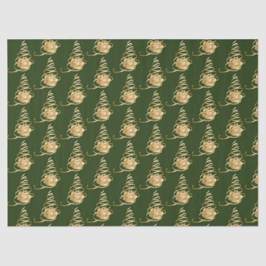 Gold Ribbon Weihnachtsbaum Geschenkpapier Seidenpapier (Vorderseite)