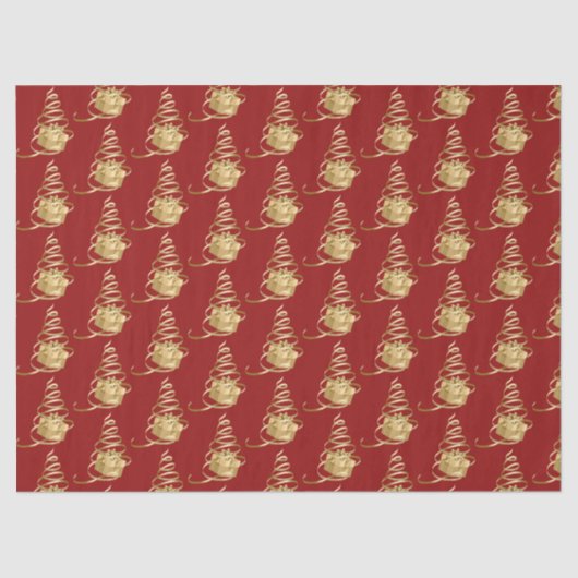 Gold Ribbon Weihnachtsbaum Geschenkpapier Seidenpapier (Vorderseite)