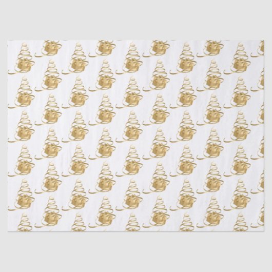 Gold Ribbon Weihnachtsbaum Geschenkpapier Seidenpapier (Vorderseite)