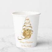 Gold Ribbon Weihnachtsbaum präsent Pappbecher (Rückseite)