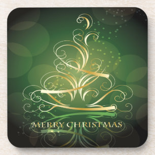 Gold Ribbon Weihnachtsbaum Set von Cork Untersetze Untersetzer