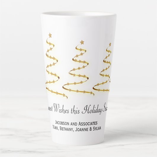 Gold Ribbon Weihnachtsbaumen Business Swag Milchtasse (Vorderseite)