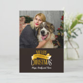 Gold Ribbon Weihnachtsfotokarte Feiertagskarte (Stehend Vorderseite)