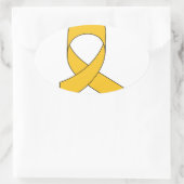 Gold Ribbon Zeichnend Ovaler Aufkleber (Tasche)