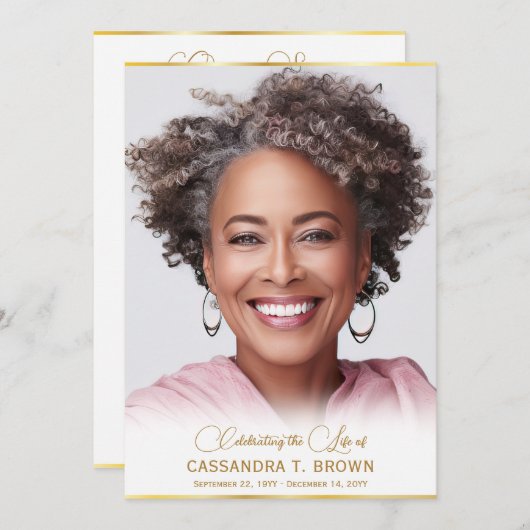 Gold Rim Foto Beerdigung Programm (Vorne/Hinten)