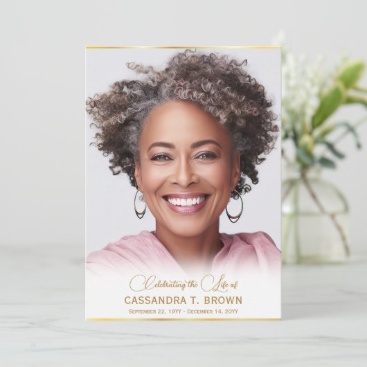 Gold Rim Foto Beerdigung Programm (Stehend Vorderseite)