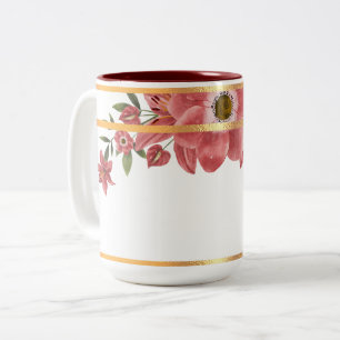 Gold Rimmed Floral Zweifarbige Tasse