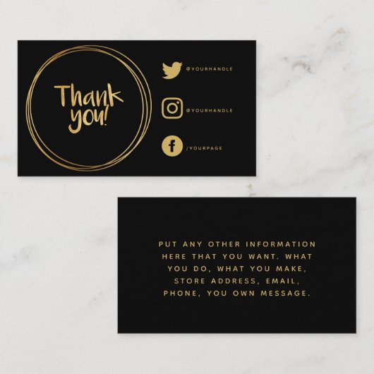 Gold Ringe danke Ihnen Social Links Wertschätzung Begleitkarte (Vorne/Hinten)