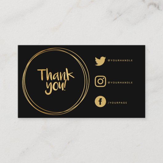 Gold Ringe danke Ihnen Social Links Wertschätzung Begleitkarte (Vorderseite)