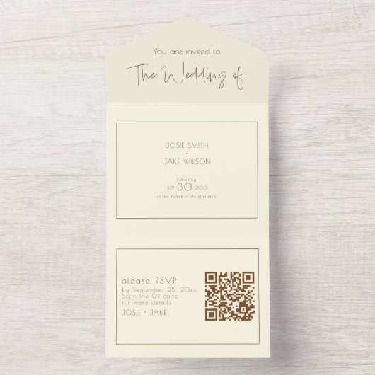 Gold Ringe Hochzeitseinladung und UAWG All In One Einladung (Innen Boden)