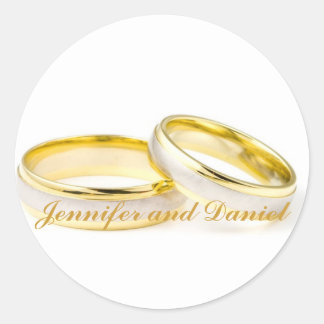 Gold Rings Bride Groom Gastgeschenk Hochzeit Stick Runder Aufkleber