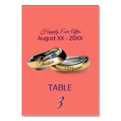 Gold Rings Monogram Coral Tischnummer (Rückseite)