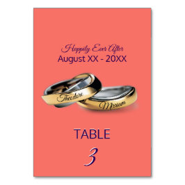 Gold Rings Monogram Coral Tischnummer