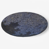 Gold Ripples Blaue Blätter, faszinierend barbeque Pappteller (Schrägansicht)