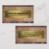 Gold-Riveted-Platte | Holzleather Visitenkarte (Vorne/Hinten)