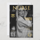 Gold RN Pflege Magazin Foto Abschluss qr Code Einladung (Vorderseite)