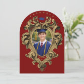 Gold Rococo Cartouche Photo Template Graduation Einladung (Stehend Vorderseite)