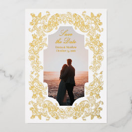 Gold Rokoko Foto Save the Date Folieneinladung