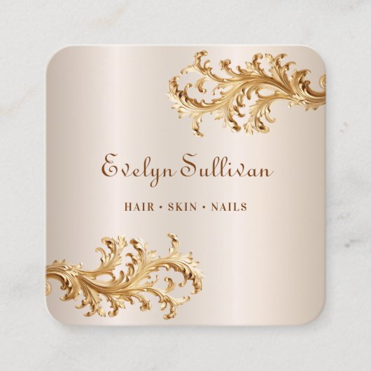Gold-Rokoko-Schmuck-Visitenkarte Quadratische Visitenkarte (Vorderseite)