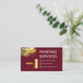 Gold Roller Brush On Paint Splatter Painter Visitenkarte (Stehend Vorderseite)