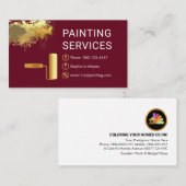 Gold Roller Brush On Paint Splatter Painter Visitenkarte (Vorne/Hinten)