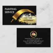 Gold Roller Brush Painting Splatter Visitenkarte (Vorne/Hinten)