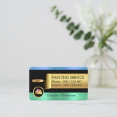 Gold Roller Brush Paints Blue Green Metalli Layers Visitenkarte (Stehend Vorderseite)