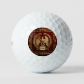 Gold Roman Kaiseradler über Rot Nr. 4 Golfball (Vorderseite)